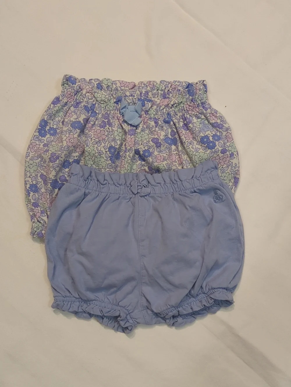 GAP Floral Print & Light Blue Baby Bloomers Set